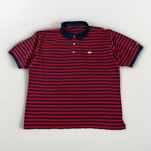 Masters Collection Polo Shirt Mens Large Navy Blue Red Striped Golf  PGA Preppy